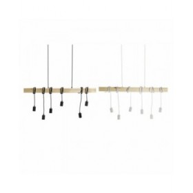 Lampadario DKD Home Decor Nero Metallo Legno Bianco 220 V 50 W (100 x 7 x 160 cm) (2 pcs)