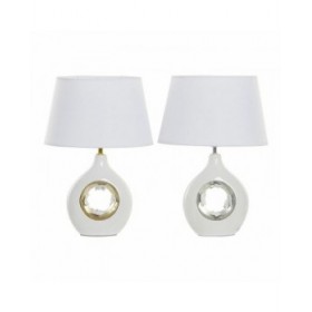 Lampada da tavolo DKD Home Decor S3020750 Argentato Dorato Bianco 220 V 50 W Shabby Chic (31 x 21 x 45 cm) (2 Unità)