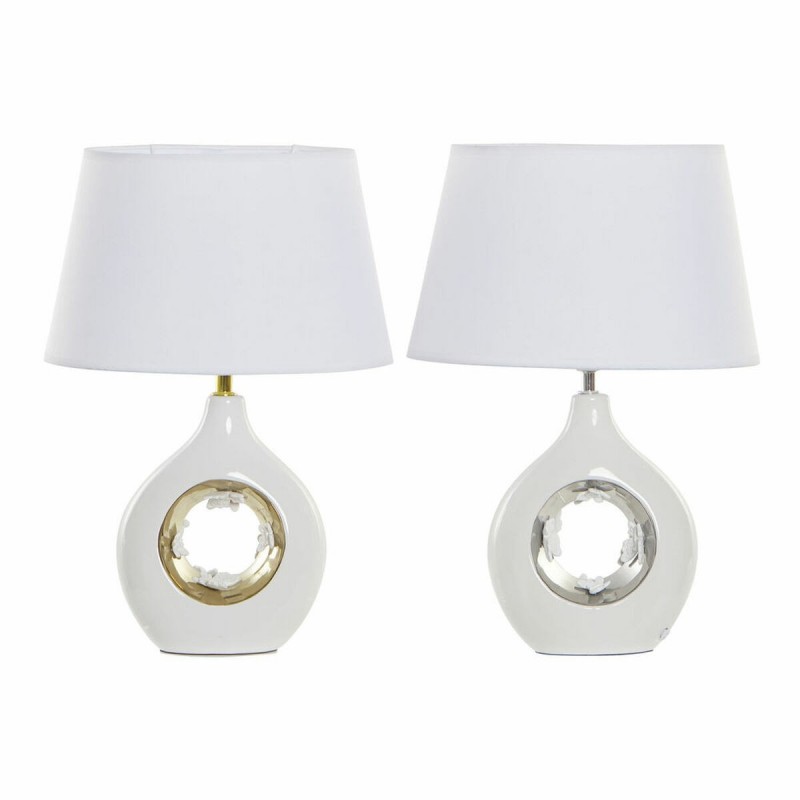 Lampada da tavolo DKD Home Decor S3020750 Argentato Dorato Bianco 220 V 50 W Shabby Chic (31 x 21 x 45 cm) (2 Unità)