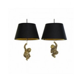 Lampadario DKD Home Decor 35,5 x 35,5 x 51 cm Dorato Resina Coloniale 220 V 50 W Scimmia (2 Unità)