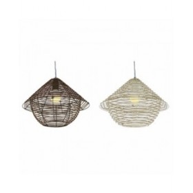 Lampadario DKD Home Decor Bianco Marrone Nero Naturale Metallo Corda Plastica 50 W 220 V Città 38 x 38 x 27 cm (2 Unità)