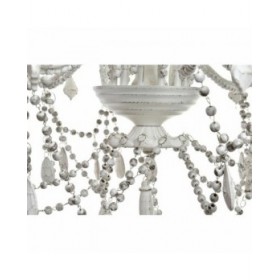 Lampadario DKD Home Decor Bianco Metallo Plastica 40 W Romantico Decapaggio 220 V 70 x 70 x 63 cm