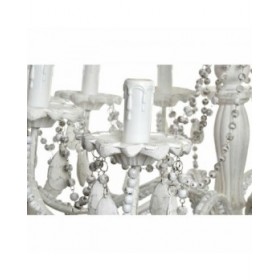 Lampadario DKD Home Decor Bianco Metallo Plastica 40 W Romantico Decapaggio 220 V 70 x 70 x 63 cm