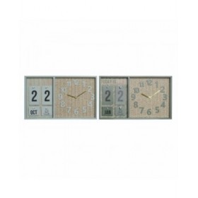 Orologio da Parete DKD Home Decor Verde Legno polipropilene Plastica Legno MDF Tropicale 40 x 5 x 24 cm (2 Unità)