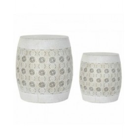 Tavolo aggiuntivo DKD Home Decor Bianco Multicolore Dorato Metallo 40 x 40 x 42 cm