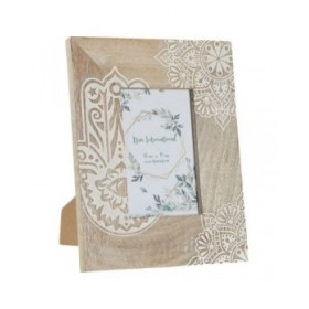 Cornice Portafoto DKD Home Decor Marrone Legno Plastica Legno di mango Indiano 20 x 2 x 25,5 cm