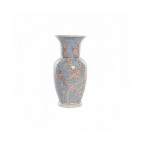 Vaso DKD Home Decor 13 x 13 x 31 cm Porcellana Azzurro Arancio Orientale