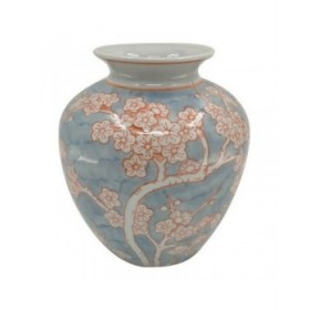 Vaso DKD Home Decor Porcellana Azzurro Arancio Orientale (22 cm) (22 x 22 x 25 cm)