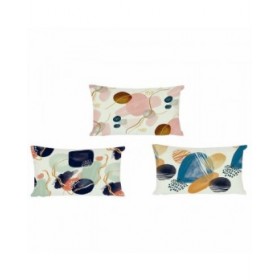 Cuscino DKD Home Decor Plastica Azzurro Bianco Multicolore Rosa Rettangolare Astratto 50 x 30 x 12 cm (3 Pezzi)
