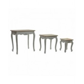 Set di 3 tavoli DKD Home Decor Legno Bianco (60 x 40 x 61 cm) (3 pcs)