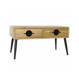 Tavolo aggiuntivo DKD Home Decor Marrone Nero Metallo Abete 100 x 50 x 52,5 cm