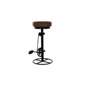 Sgabello DKD Home Decor Nero Pelle Metallo Marrone Chiaro (44 x 38 x 82 cm)