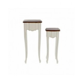 Set di 2 tavoli DKD Home Decor Bianco Marrone 35 x 35 x 80 cm