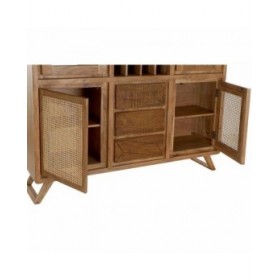 Stand Espositore DKD Home Decor Vetro Marrone Rattan Acacia (160 x 41 x 153 cm)