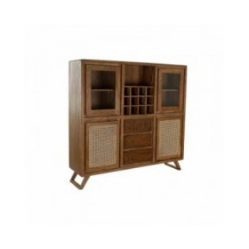 Stand Espositore DKD Home Decor Vetro Marrone Rattan Acacia (160 x 41 x 153 cm)