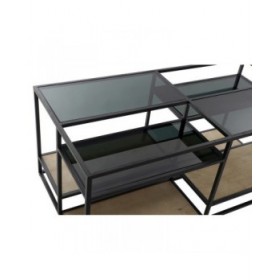 Tavolino da Caffè DKD Home Decor 8424001787234 Nero Multicolore Naturale Legno Metallo Specchio 120 x 60 x 50 cm