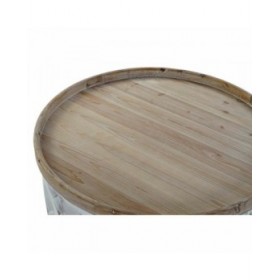 Tavolo aggiuntivo DKD Home Decor Bianco Marrone Chiaro Abete Legno MDF 81 x 81 x 43,5 cm