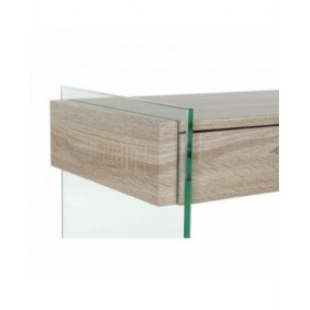 Tavolo aggiuntivo DKD Home Decor Trasparente Naturale Legno Cristallo Legno MDF 120 x 40 x 76 cm
