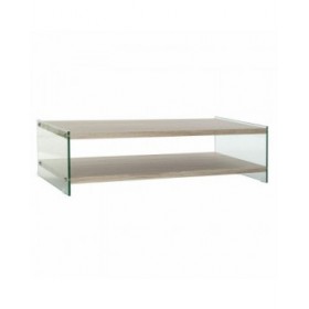 Tavolino da Caffè DKD Home Decor Multicolore Trasparente Naturale Legno Cristallo Legno MDF 130 x 65 x 35,5 cm