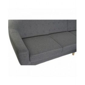 Divano a 3 Piazze DKD Home Decor 8424001799442 Grigio Multicolore Naturale Legno Legno d'albero della gomma Scandi 230 x 144 x 8