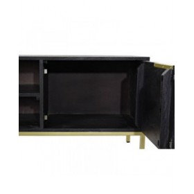 Mobile TV DKD Home Decor Nero Metallo Dorato Legno di mango (147 x 40 x 51 cm)