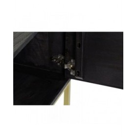 Mobile TV DKD Home Decor Nero Metallo Dorato Legno di mango (147 x 40 x 51 cm)