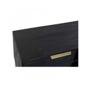 Mobile TV DKD Home Decor Nero Metallo Dorato Legno di mango (147 x 40 x 51 cm)