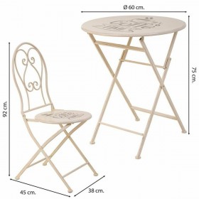 Tavolo con 2 sedie Alexandra House Living Bianco 60 x 75 x 60 cm