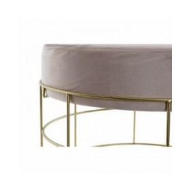 Poggiapiedi DKD Home Decor Dorato Metallo Poliestere Rosa chiaro (60 x 60 x 37.5 cm)