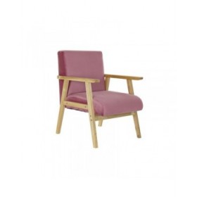 Poltrona DKD Home Decor Rosa Poliestere Legno MDF (61 x 63 x 77 cm)