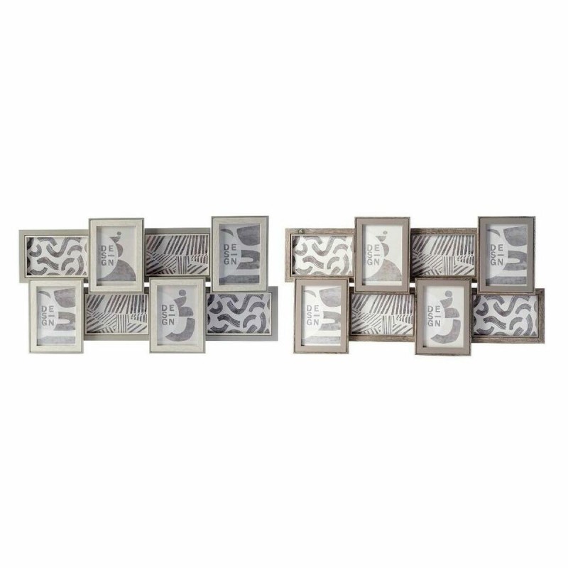 Cornice Portafoto DKD Home Decor 60 x 3 x 32 cm Cristallo Grigio Marrone Legno MDF Città (2 Unità)