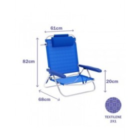 Marca Marbueno Sedia Pieghevole 5 Posizioni Alluminio con Cuscino Blu Mare e Piscina 61X68X82 cm 10243