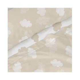 Set di Lenzuola HappyFriday Basic Kids Clouds Beige Singolo 180 x 270 cm 2 Pezzi