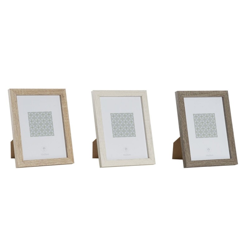 Cornice Portafoto DKD Home Decor Naturale Beige Legno Marrone scuro Boho (18 x 2 x 23 cm) (3 Unità)