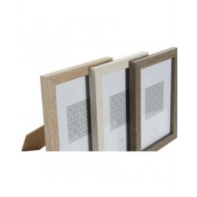 Cornice Portafoto DKD Home Decor Naturale Beige Legno Marrone scuro Boho (18 x 2 x 23 cm) (3 Unità)