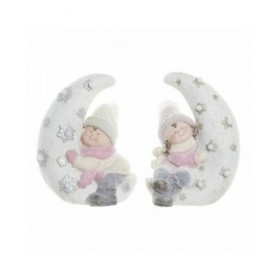 Statua Decorativa DKD Home Decor Bianco Rosa Luna 31 x 20 x 43 cm (2 Unità)