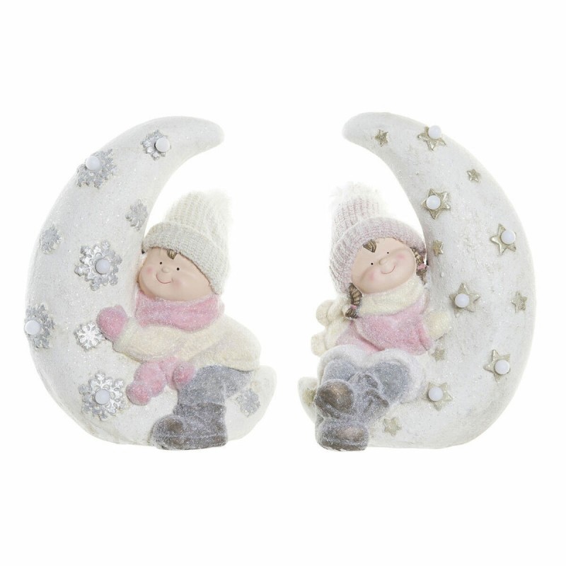 Statua Decorativa DKD Home Decor Bianco Rosa Luna 31 x 20 x 43 cm (2 Unità)