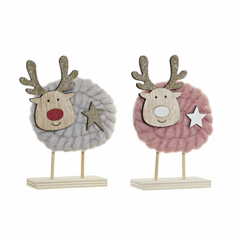 Decorazione Natalizia DKD Home Decor Poliestere Legno (2 pcs) (10 x 4 x 16 cm)