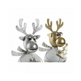 Decorazione Natalizia DKD Home Decor Metallo Renna (14 x 13 x 27 cm) (2 pcs)