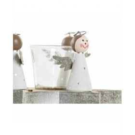 Portacandele Natalizio DKD Home Decor S3025222 Cristallo Legno Stella Angelo (17 x 17 x 9 cm)