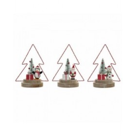 Decorazione Natalizia DKD Home Decor Albero Metallo Legno (17 x 11 x 21 cm) (3 pcs)