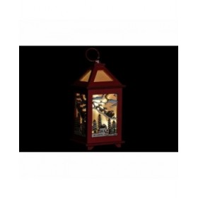 Lanterna DKD Home Decor Natale Bianco Rosso Legno Casa (9 x 9 x 18 cm) (2 pcs)