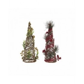 Albero di Natale DKD Home Decor Rattan (2 pcs) (16 x 16 x 41 cm)
