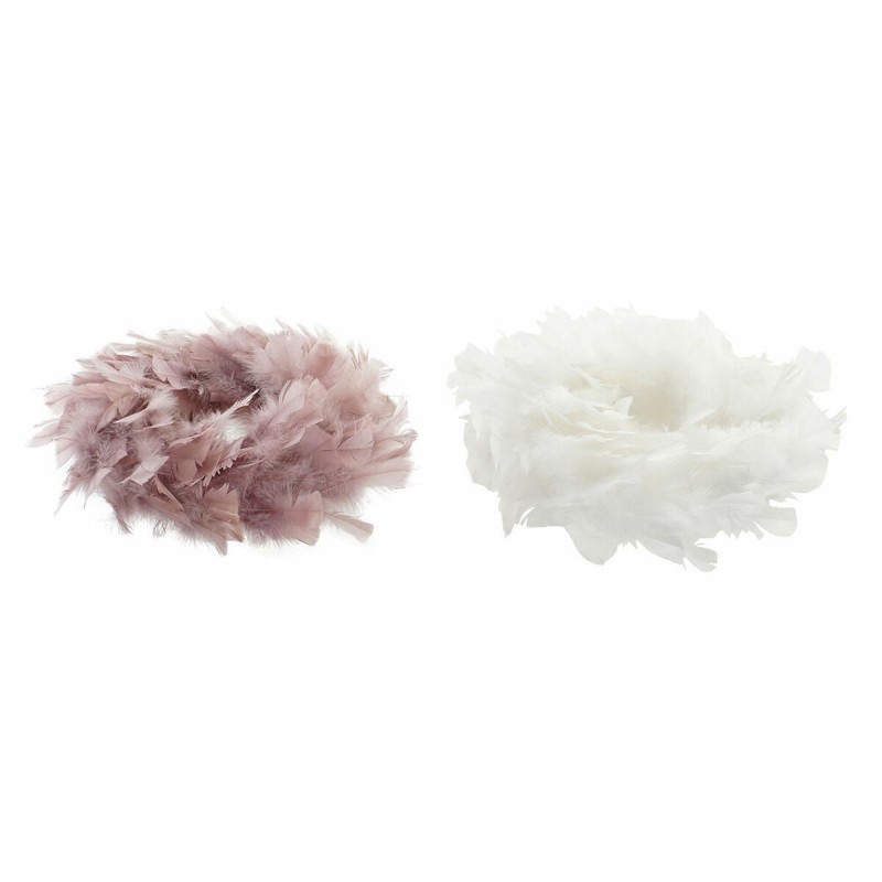 Ghirlanda di Natale DKD Home Decor Schiuma Piuma (40 cm) (40 x 40 cm) (2 pcs) (40 x 40 x 6 cm)