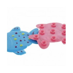 Tappeto da bagno DKD Home Decor 13 x 1 x 10,5 cm Azzurro Rosa Per bambini PVC Pesce (2 Unità)