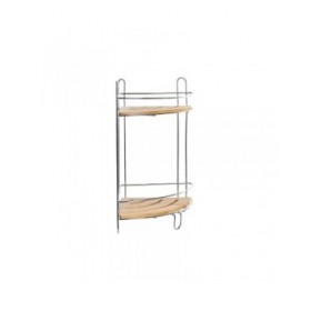 Scaffale ad Angolo DKD Home Decor Naturale Bambù Metallo cromato inossidabile 2 Mensole 19,5 x 19,5 x 36,5 cm