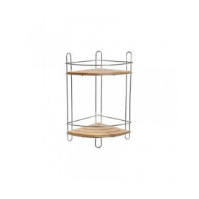 Scaffale ad Angolo DKD Home Decor Naturale Bambù Metallo cromato inossidabile 2 Mensole 19,5 x 19,5 x 36,5 cm