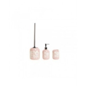 Set da Bagno DKD Home Decor 8 x 8 x 17,5 cm Ceramica Rosa Bianco