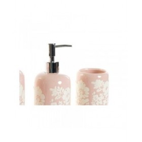 Set da Bagno DKD Home Decor 8 x 8 x 17,5 cm Ceramica Rosa Bianco