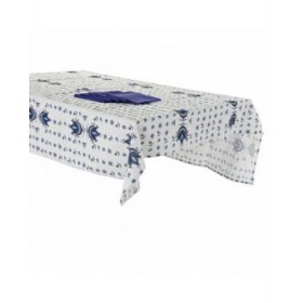 Tovaglia e tovaglioli DKD Home Decor Azzurro Bianco 150 x 150 x 0,5 cm (2 Unità)